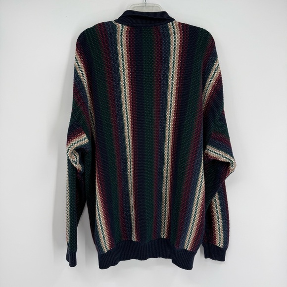 Cotton traders 3D Knit Grandpa Sweater Mens Size L Blue Gold Y2K Vintage - Picture 7 of 10